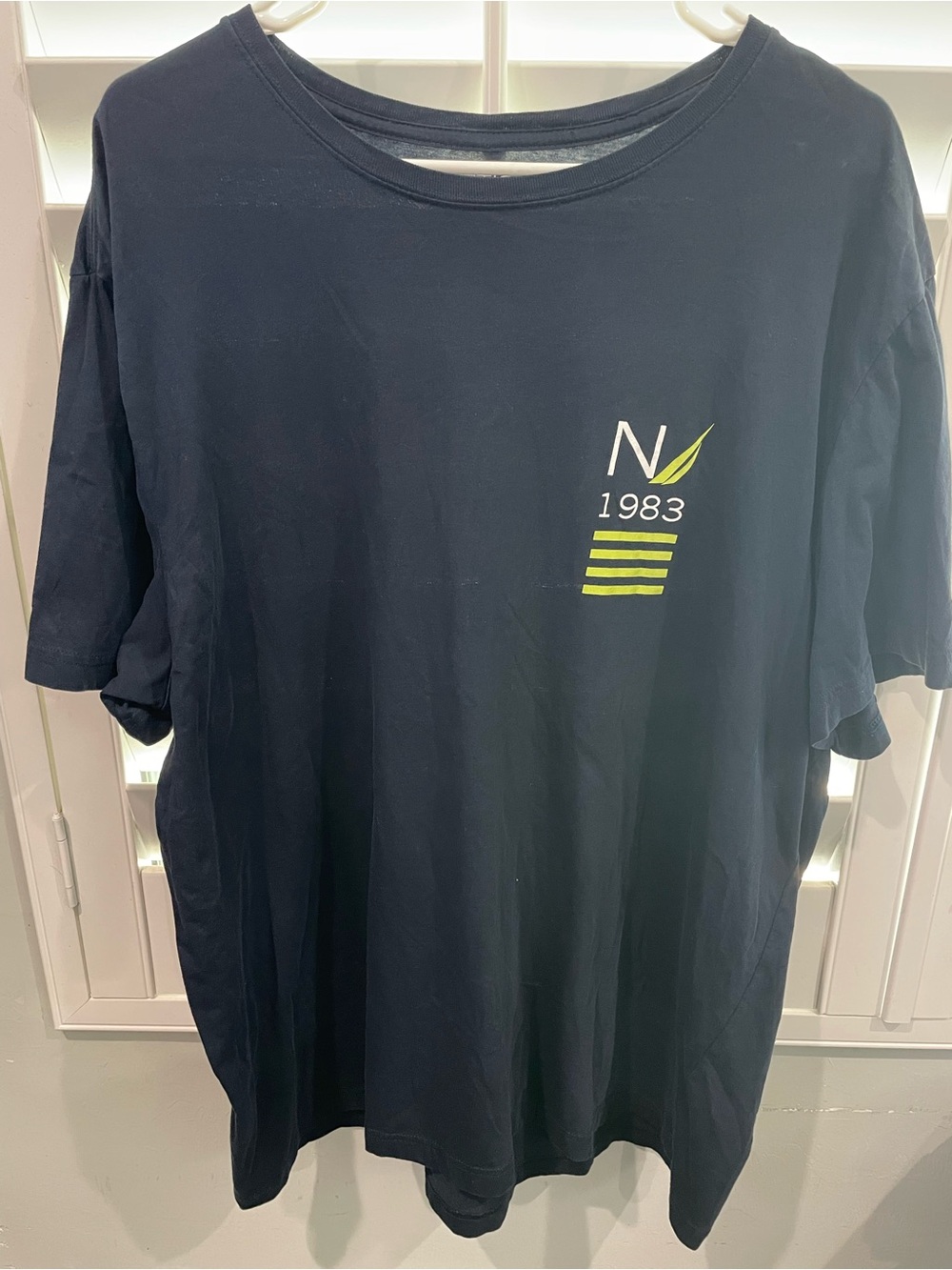 Nautica Navy Short Sleeve Tee with Lime Accent Graphic
